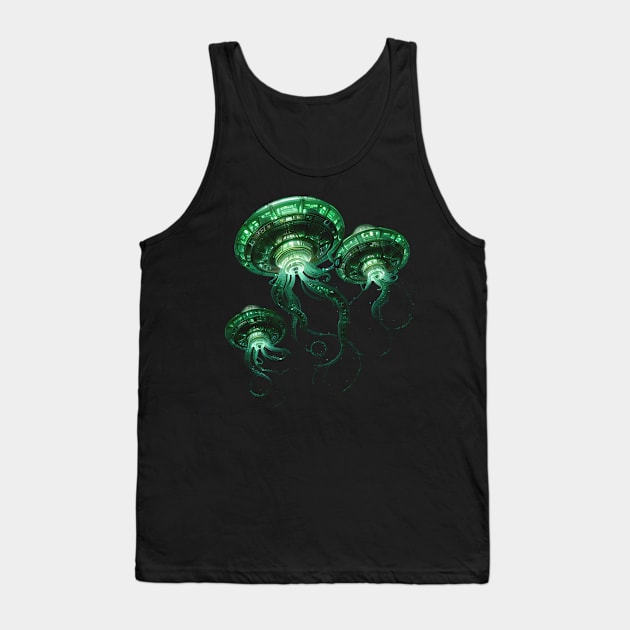 Alien Invasion! Galactic UFO Spaceship Jellyfish Tank Top by HideTheInsanity